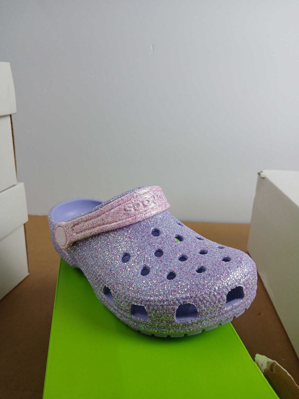NWT Crocs Classic Glitter Galore Clog Kids Shoes , Sparkly Comfort , Size C12